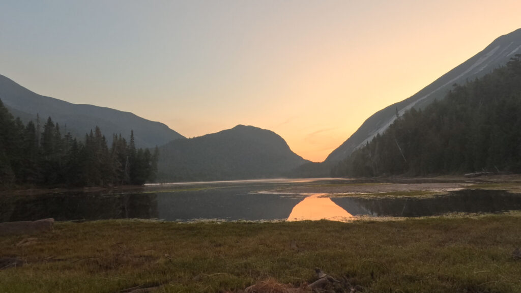 photo of dawn breaking at Lake Colden, in Newcomb New York